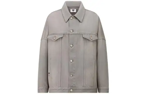 DIOR Denim Jackets Women's Gray Lapel Moderate Straight Fit