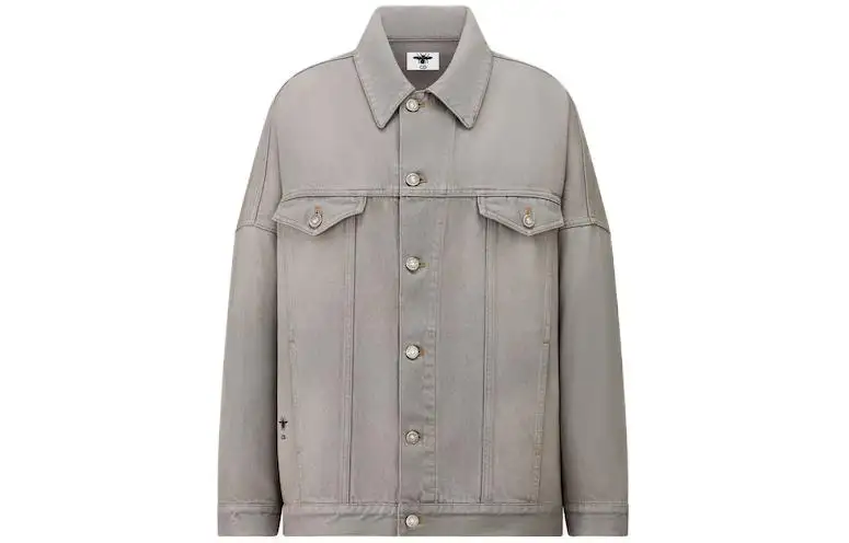 DIOR Denim Jackets Women's Gray Lapel Moderate Straight Fit