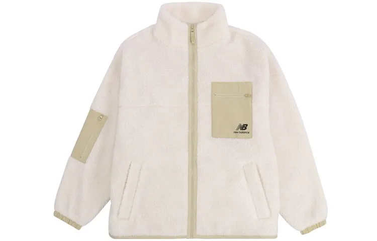 New Balance Velvet Jackets Women's Beige Stand Collar Moderate