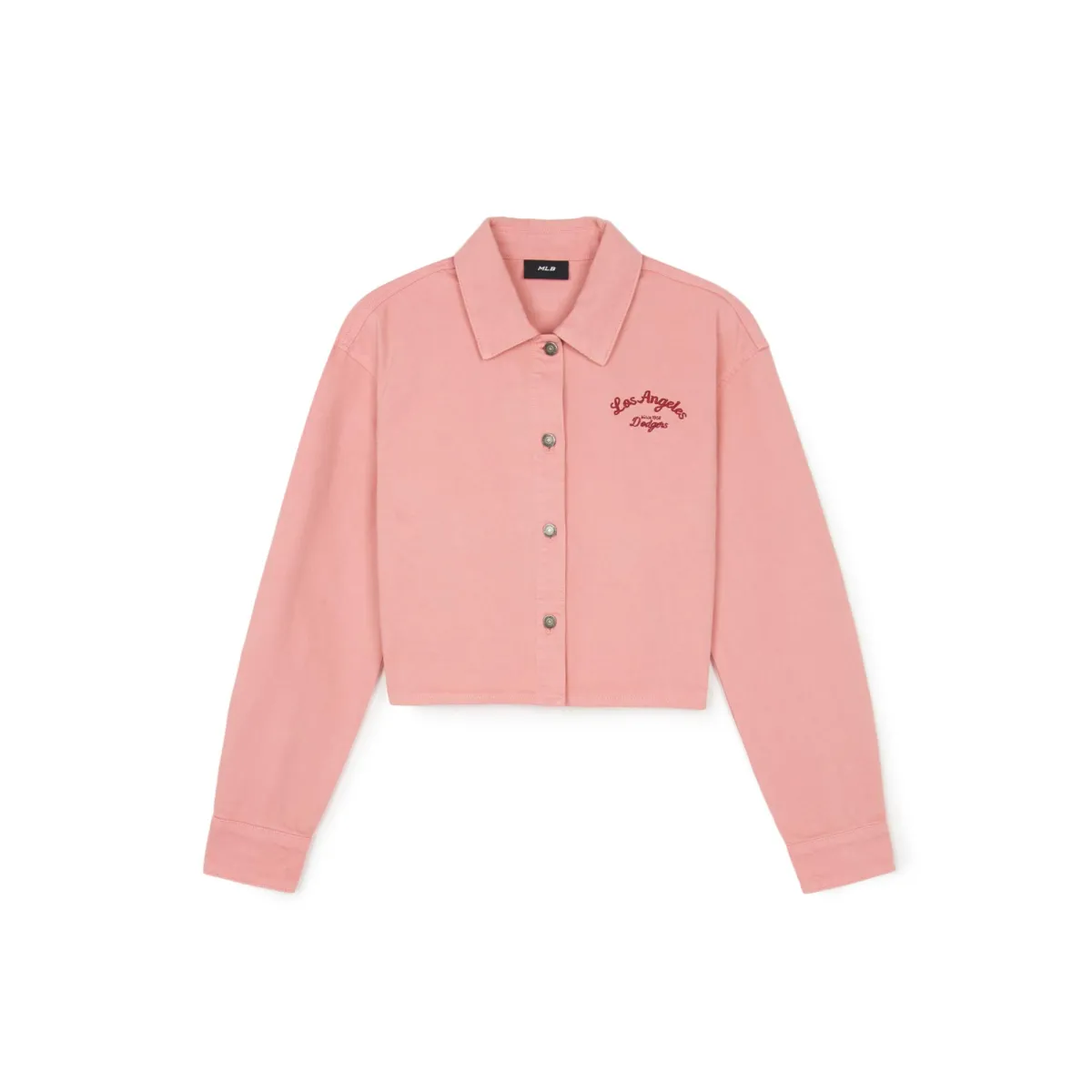 MLB Varsity Los Angeles Dodgers Denim Jacket Women's Pink