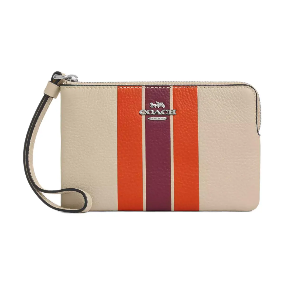 COACH Corner Zip Leather Wallet Regular Women's Ivory Multicolor