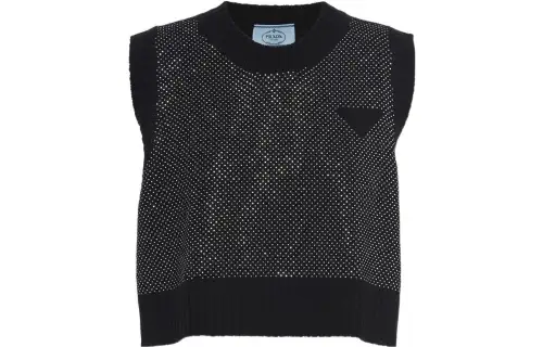 PRADA Vests Women's Black Crew Neck Moderate Other