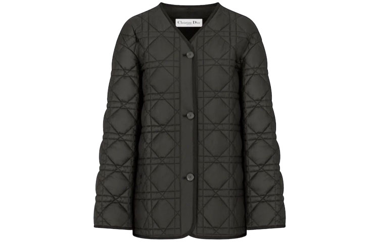 DIOR Dior ESSENTIAL FW21 Quilted Taffeta Cannage Pattern Jacket Women's Black
