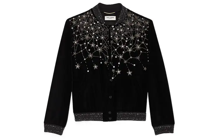 Saint Laurent velvet embellished bomber jacket