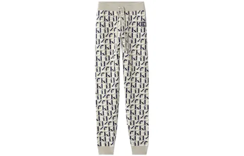 KENZO Knitted Sweatpants Women's Gray Moderate Cuffed Pants