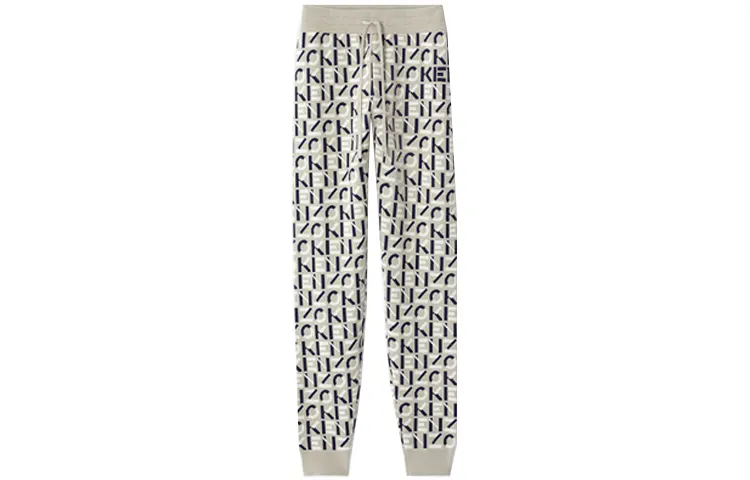 KENZO Knitted Sweatpants Women's Gray Moderate Cuffed Pants