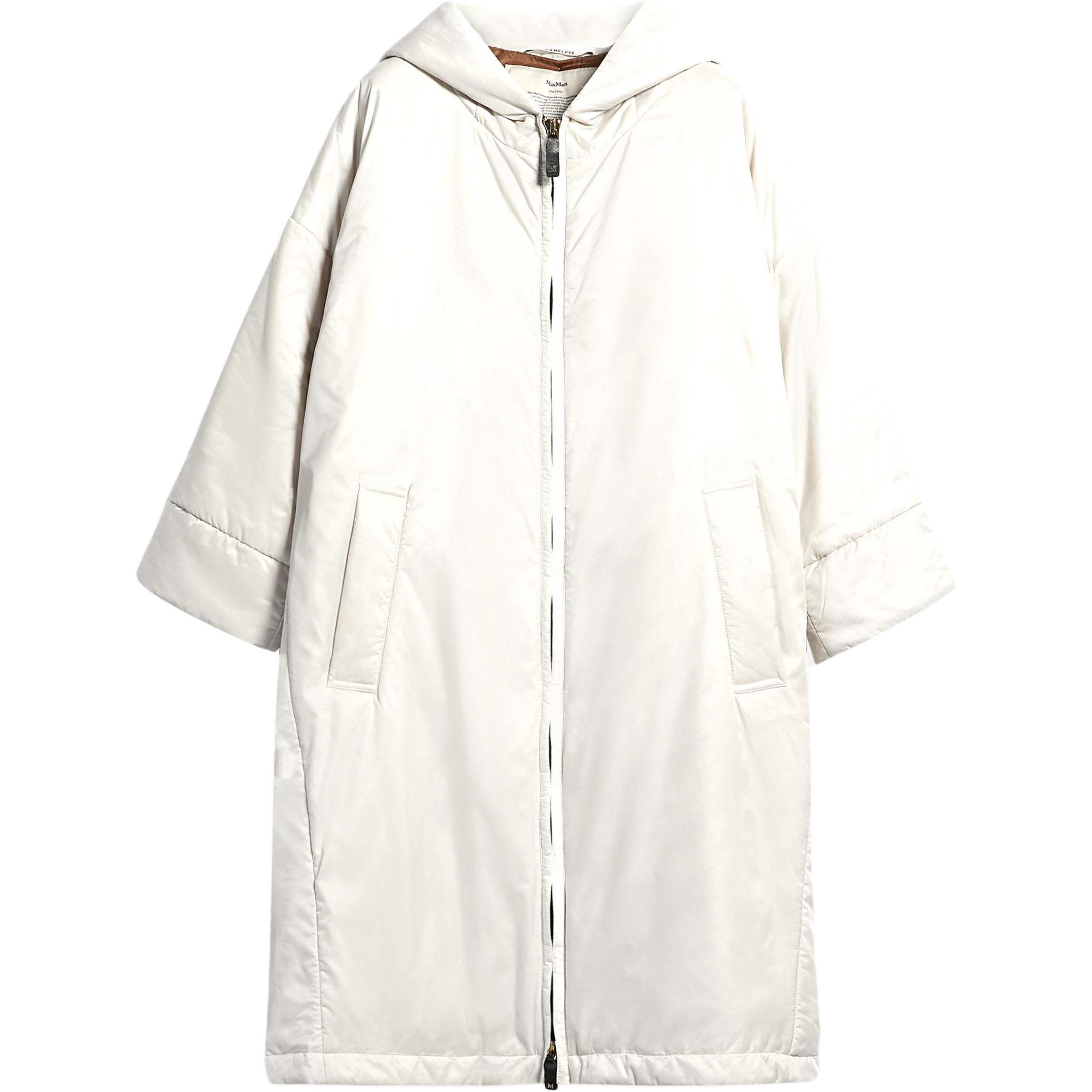 MaxMara Solid Color Waterproof Technical Canvas Parka Women's White
