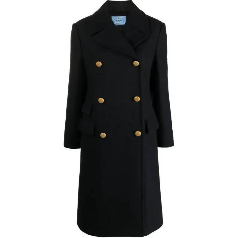 PRADA Logo Patch Double Breasted Coat