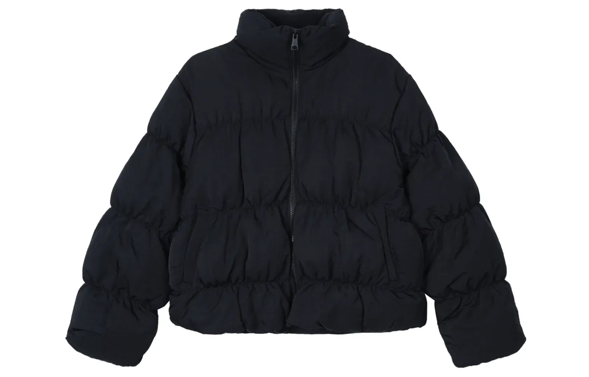 Jordan Puffer Jackets Women's Black Stand Collar Thickened Padded Puffer Jacket