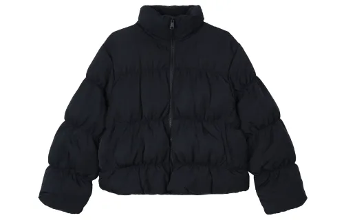 Jordan Puffer Jackets Women's Black Stand Collar Thickened Padded Puffer Jacket