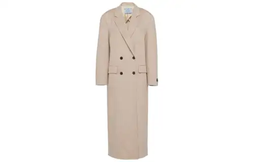 Prada double-breasted velour cashmere coat