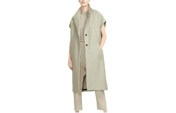 Nike Trench Coats Women's Stone Color Lapel Moderate Nipped-in Waist
