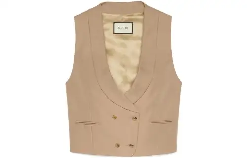 GUCCI Vests Women's Khaki V Neck Moderate Other
