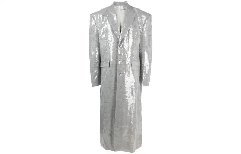 Vetements Sequin embellished Checked Coat