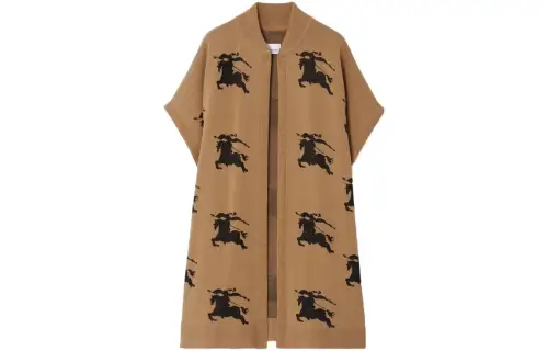 Burberry Logo Motif Embroidered Zipped Cape Jacket