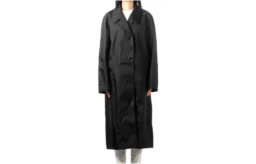 PRADA Trench Coats Women's Black Suit Collar Moderate