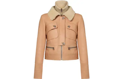 LOUIS VUITTON Shearling Collar Leather Jacket