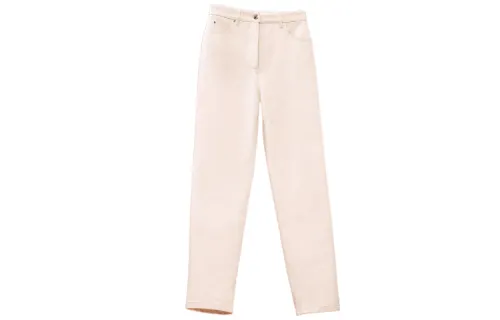 HERMES Casual Pants Women's Ecru Moderate Straight Fit Pants