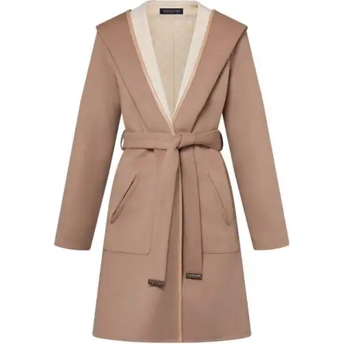 LOUIS VUITTON Reversible Signature Hooded Wrap Coat