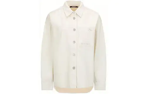 EVISU Denim Jackets Women's White Lapel Moderate Straight Fit