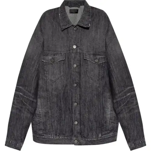 Balenciaga Logo Rhinestone Embellished Denim Jacket