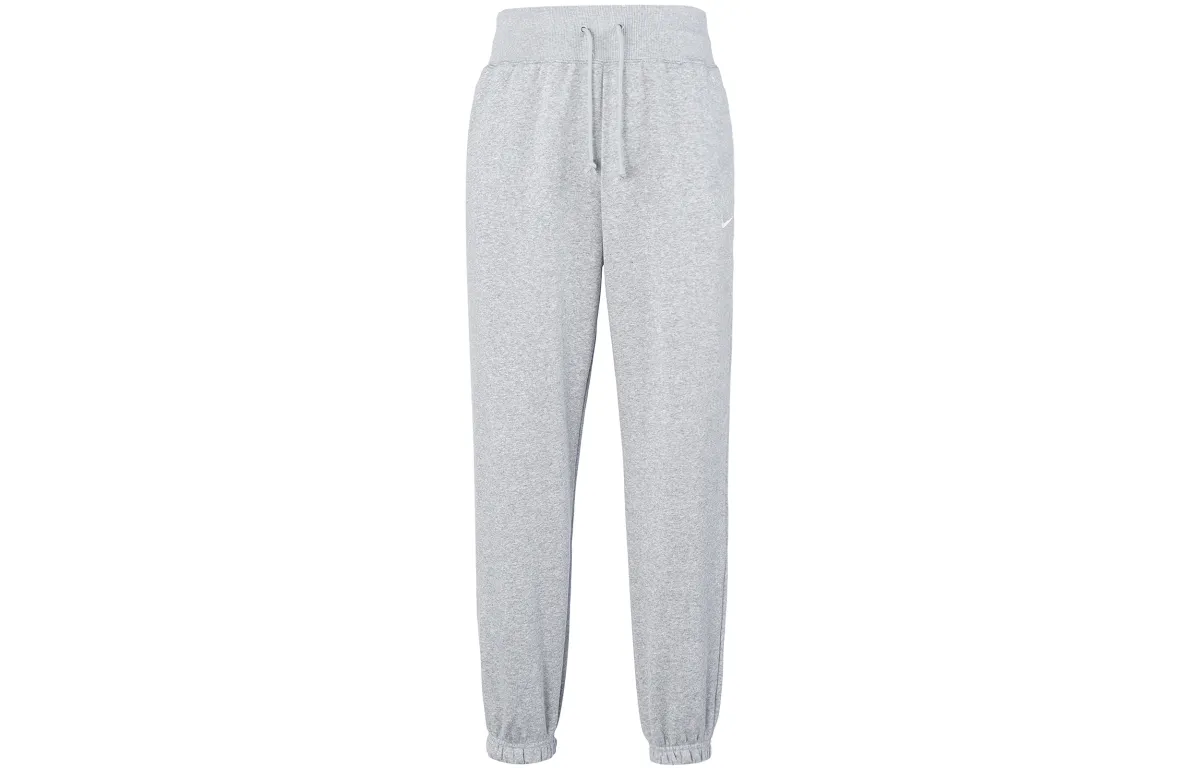 Nike Sportswear Brand Logo Fitted Elastic Cuff Lace Up Elastic Waistband OVERSIZE Style High Waist Fleece Lined