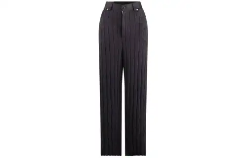 Balenciaga SS22 Ribbed Silk Pants Casual Pants, Regular Fit Women's Black