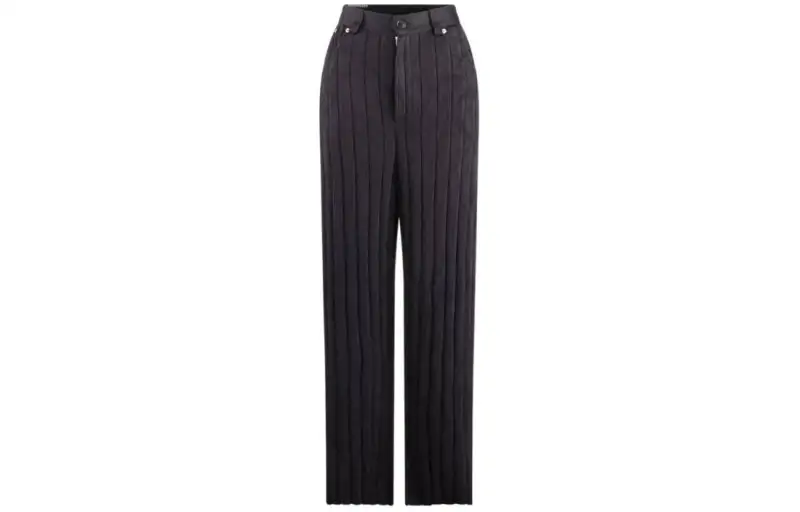 Balenciaga SS22 Ribbed Silk Pants Casual Pants, Regular Fit Women's Black