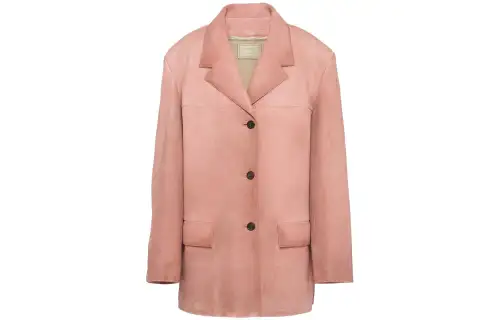 PRADA Leather Jackets Women's Petal Pink Lapel Moderate Other