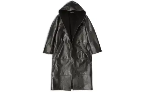 Balenciaga Velvet Jackets Women's Black Hooded Moderate