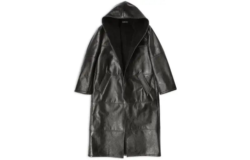 Balenciaga Velvet Jackets Women's Black Hooded Moderate