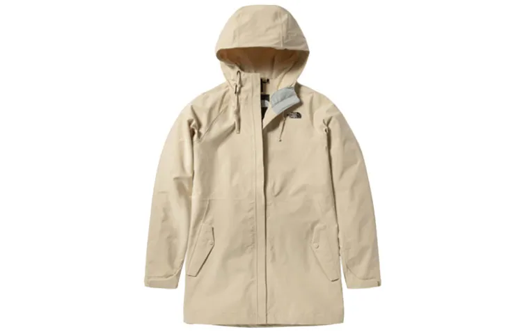 THE NORTH FACE Outdoor Hiking Waterproof, Windproof, And Breathable Windbreaker Jacket Women's Beige
