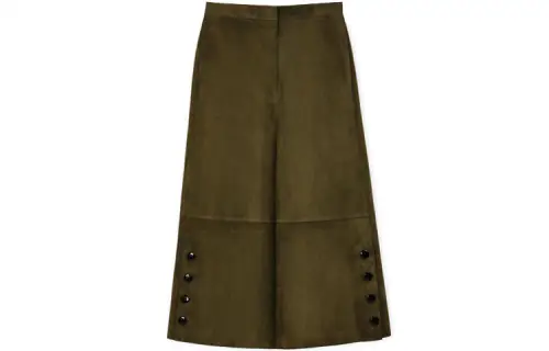 LOEWE Casual Pants Women's Dark Khaki Green Moderate Wide Leg Pants