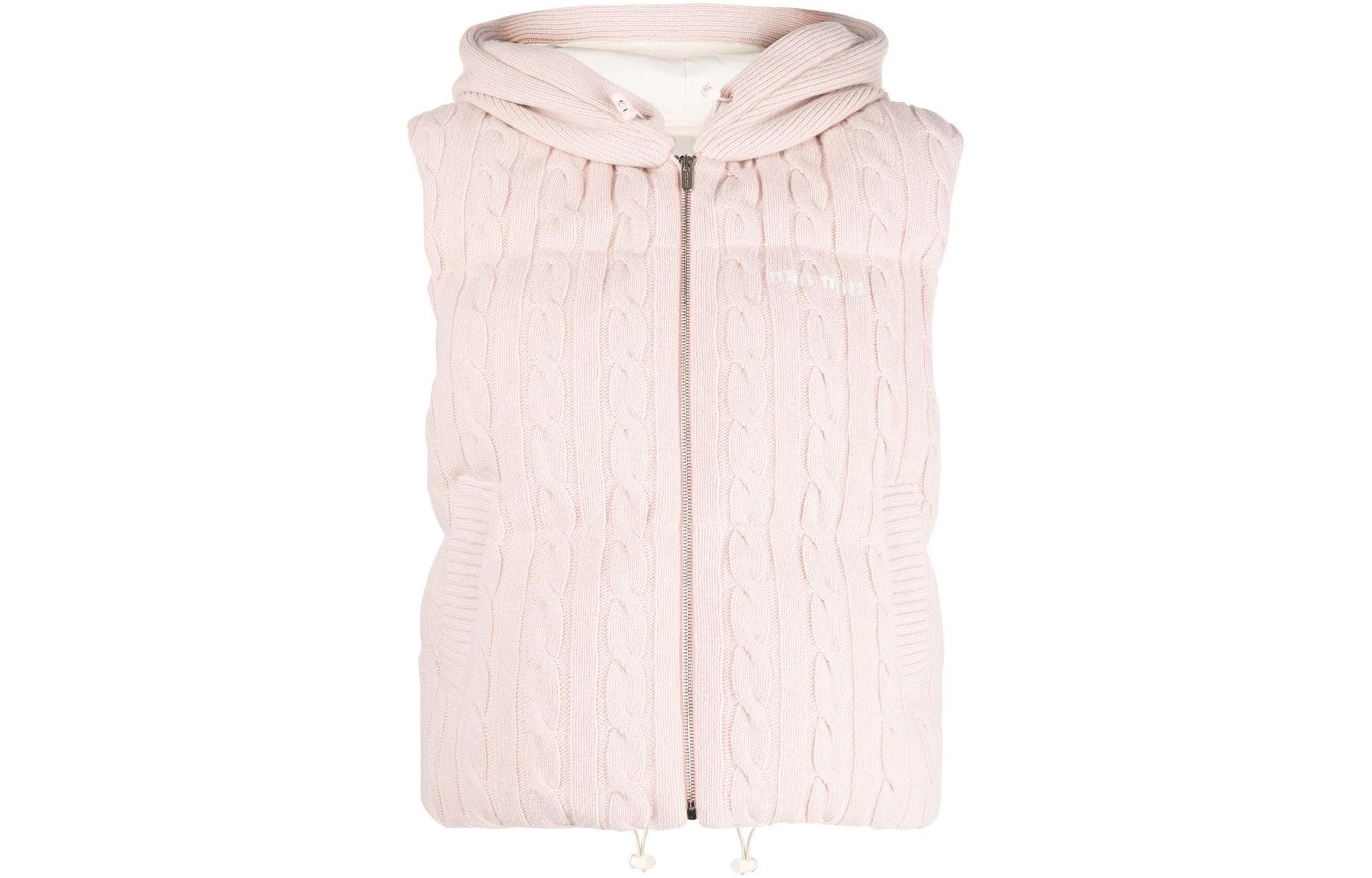 MIU MIU Vests Women's Pink Hooded Non Detachable Other