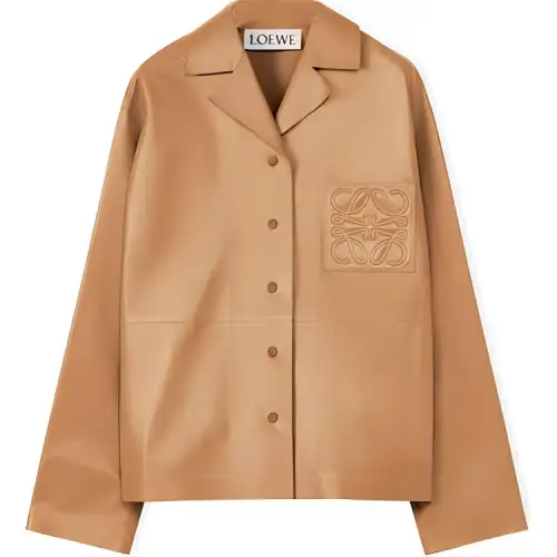 LOEWE Leather Jacket Coat Women's Toffee