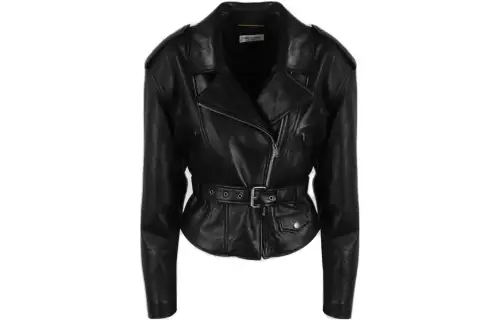 SAINT LAURENT Leather Jacket Coat Women's Black