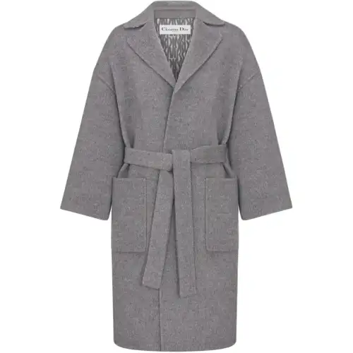 DIOR Coats Women's Gray Lapel Moderate Straight Fit