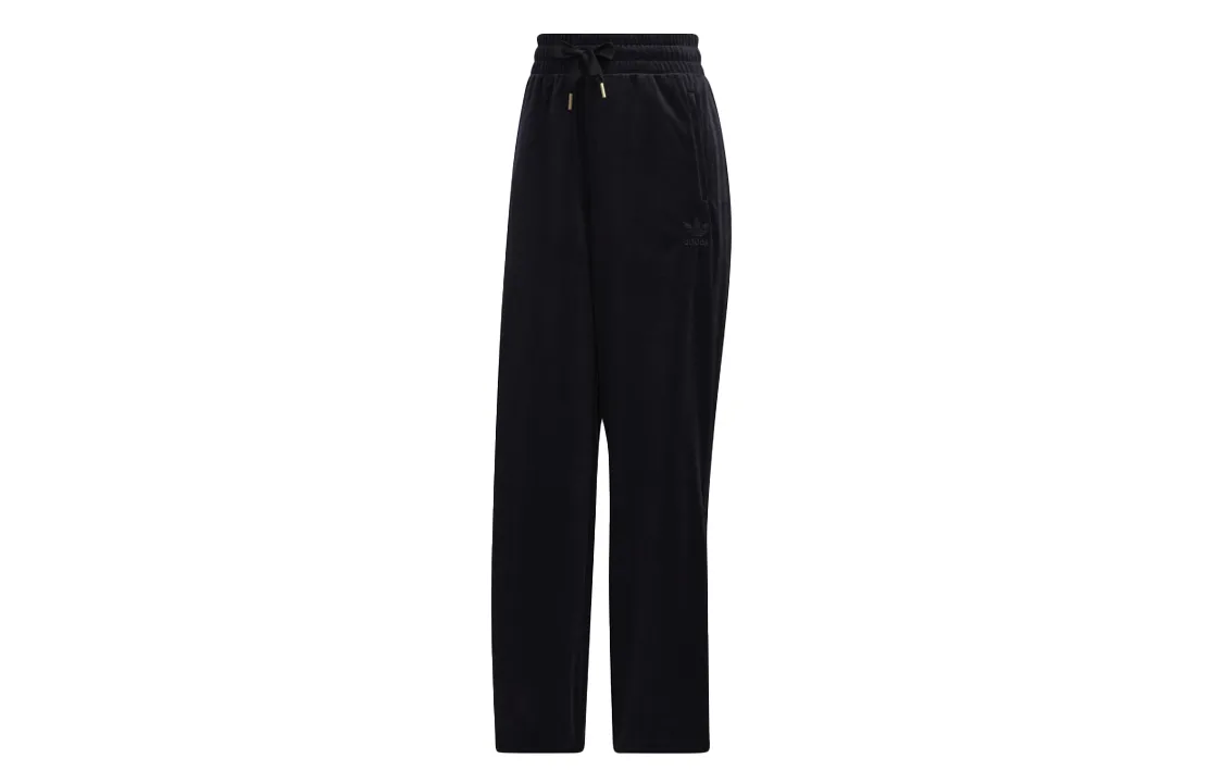 Adidas Originals Knitted Sweatpants Women's Black Moderate Straight Fit Pants