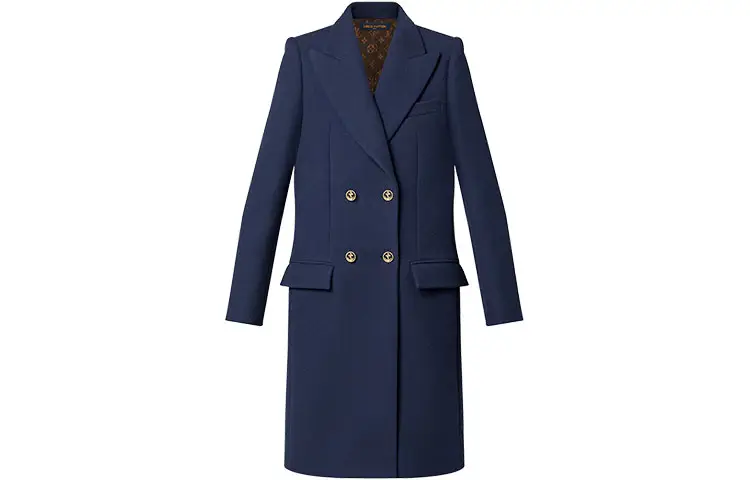 LOUIS VUITTON SS22 Velvet feel Coat Women's Marine Blue