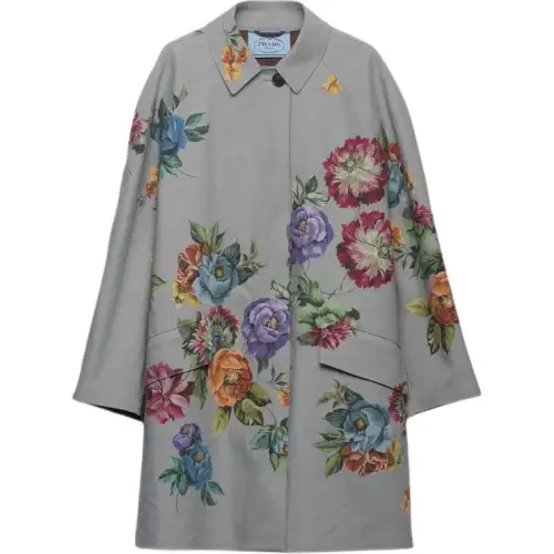 Prada floral-print single-breasted coat