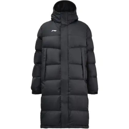 Li Ning Solid Color Zippers Hooded Comfortable And Breathable Versatile Thickened And Fleece Lined Thermal Down Jacket