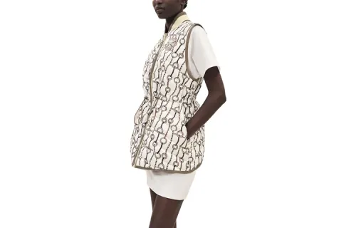 HERMES Vests Women's Multicolor Stand Collar Moderate Other
