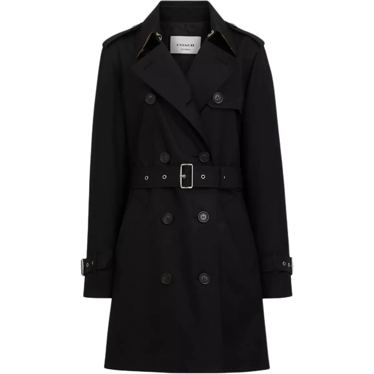 COACH Coats Women's Black Lapel Moderate Straight Fit