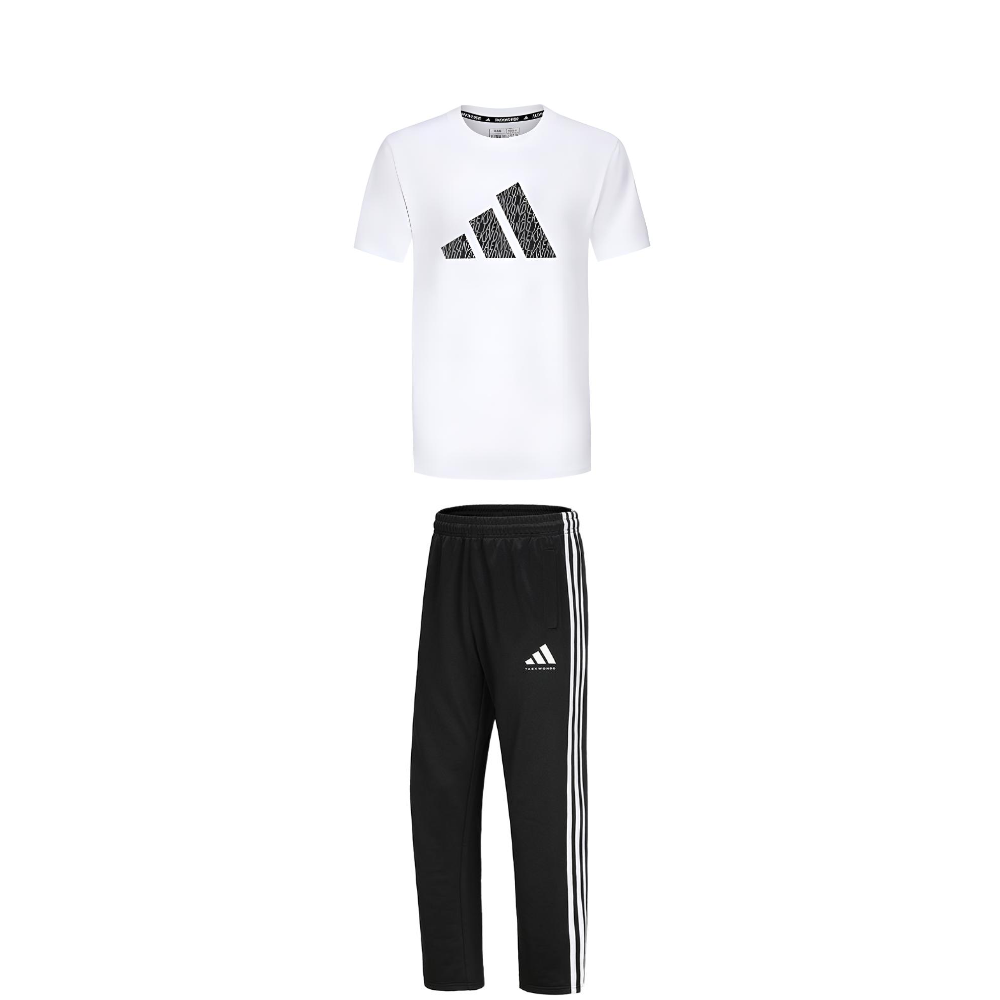 Adidas Taekwondo Casual Sportswear Unisex Set White Black+Black