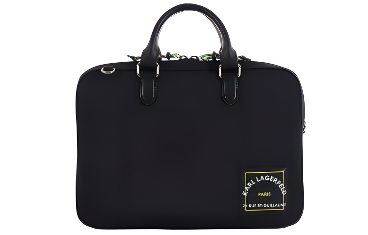 KARL LAGERFELD Top zipper Two top handles Adjustable removable shoulder strap Polyamide polyurethane Laptop bag Regular Men's Black