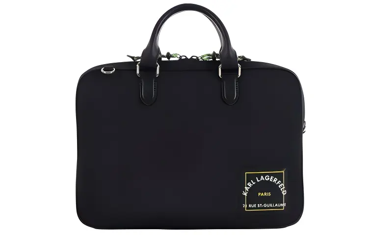 KARL LAGERFELD Top zipper Two top handles Adjustable removable shoulder strap Polyamide polyurethane Laptop bag Regular Men's Black