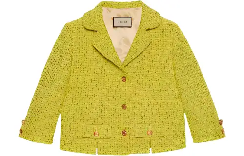 GUCCI Cropped Coats Women's Yellow Lapel Moderate