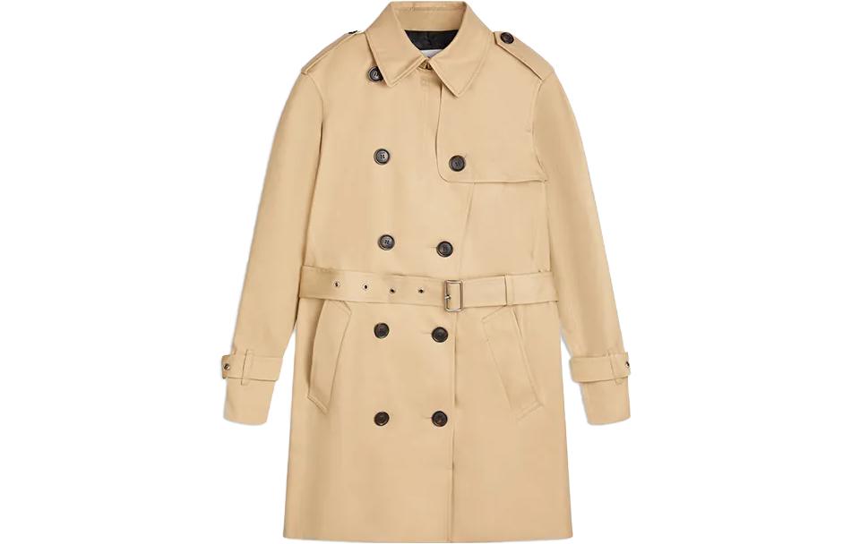 COACH Trench Coats Women's Khaki Lapel Moderate