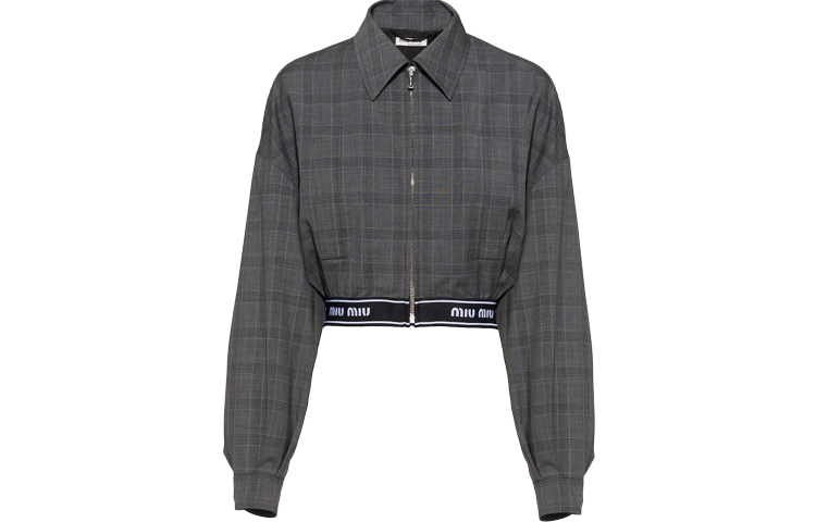 MIU MIU Cropped Coats Women's Slate Gray Lapel Moderate