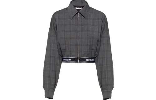 MIU MIU Cropped Coats Women's Slate Gray Lapel Moderate